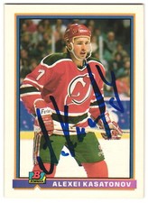 Alexei Kasatonov 1991 Bowman  #276 New Jersey Devils Autograph Card