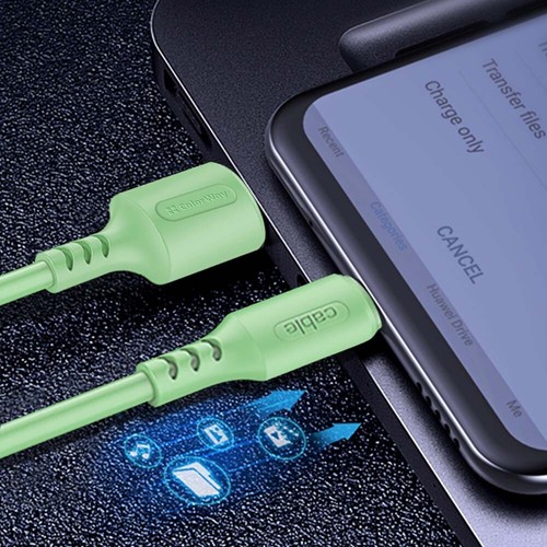 Ladekabel ColorWay USB - Type-C (weiches Silikon) 2,4A 1m grün/lila/gelb - Bild 17 von 25