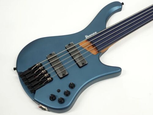 Ibanez EHB1005F-AOM Arctic Ocean 5-string Bass Headless Fretless Blue w/Gig Bag - Picture 2 of 10