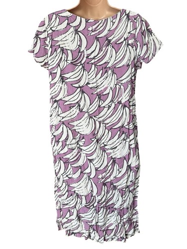 WHITE STUFF lilac purple bananas print elegant shift summer dress size 12 - 第 2/3 張圖片