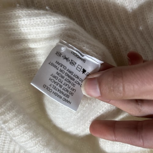 Suéter tejido cuello redondo 100 % cachemir blanco para mujer Quince para pescadores talla pequeña - Imagen 5 de 5
