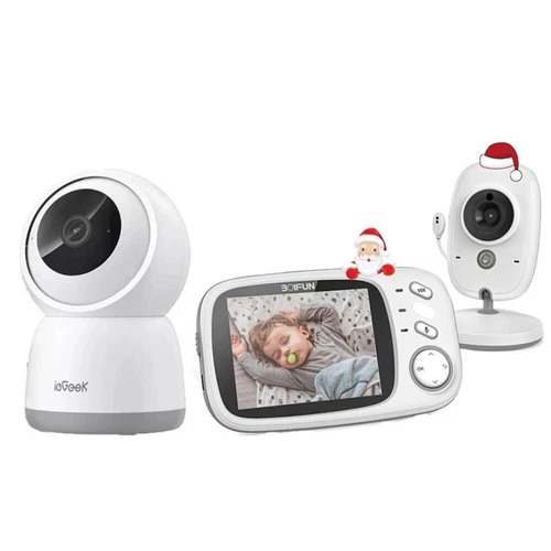 BOIFUN 3,2" LCD Babyphone mit Kamera Temperaturüberwachung & 5m Nachtsicht 2.4G