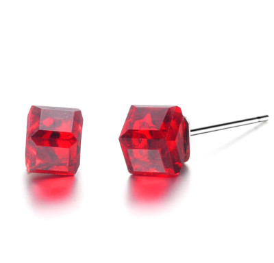 Cube Crystal HYPOALLERGENIC 925 Sterling Silver Stud Post CZ Earrings Gift J7