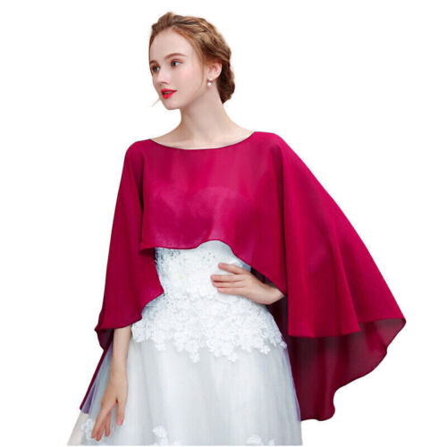 Summer Bridal Bridesmaid Wedding Party Pullover Chiffon Shawl Wraps Solid Color - Picture 10 of 22