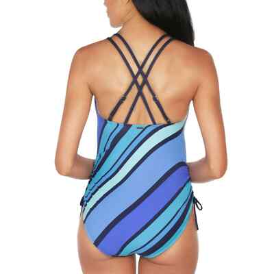 Nautica Newport Stripe One-Piece Swimsuit L44146 Womens Size L