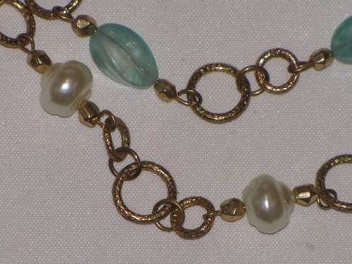 Lot Of 2 Necklaces Coldwater Creek Necklace Beaded Teal Pearl Multi Strand Gold - Picture 13 of 24
