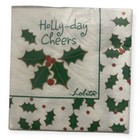 Lolita Holly Berry TW4-8400 White Green 20-Count 3-Ply Beverage Napkins 9”x9”