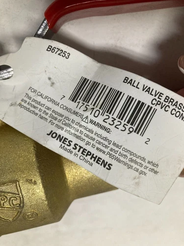 Full Port Brass Ball Valve, 1-1/4in.  B67253 with CPVC Connection 100psi - Picture 7 of 7