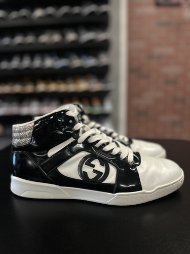 Size 10.5G/11US GUCCI Hightop Sneakers Patent Leather Black ”Limited Edition”