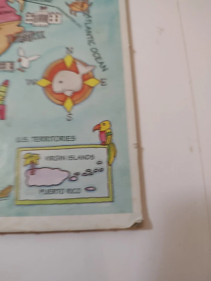 Rompecabezas de colección 1993 con marco bandeja libros dorados nuestro mapa de EE. UU. EE. UU. rompecabezas educativo Foto 4 de 4