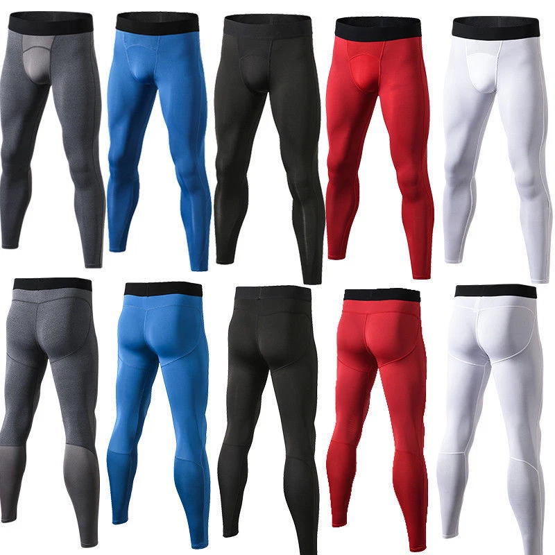 Mens 3/4 Compression Pants Base Layer Pants Tights Workout Leggings for Gym,  Fitness, Basketball, Training, Jogging S White Left Long 