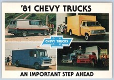 1981 CHEVY TRUCKS CHEVROLET AN IMPORTANT STEP AHEAD ADVERTISING POSTCARD 2