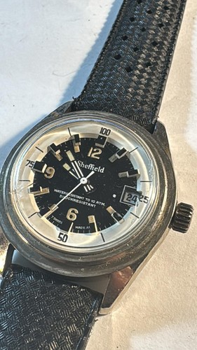 ULTRA RARE DIAL Vintage Sheffield 41MM Diver watch MecH RUNNING for RESTORE - Picture 2 of 8