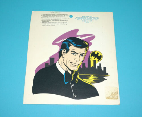BATMAN WINDOW SLICKER CLING STICKER MOC MOSC 1989 APPLAUSE - Foto 3 di 3