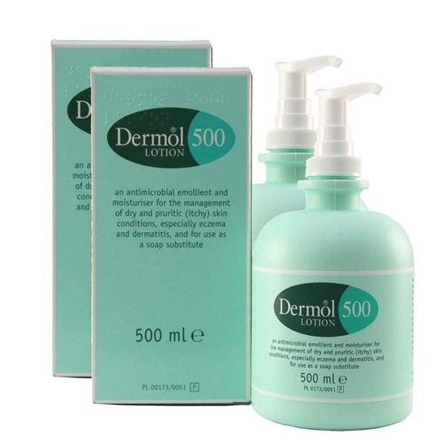 2 x Dermol 500 Lotion Moisturiser Soap Substitute Antimicrobial