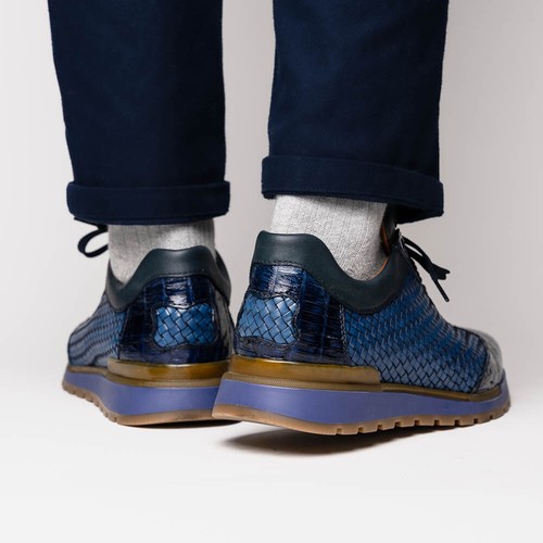 Sneakers Marco Di Milano Roma Caimano Tessuto Coccodrillo Navy - Foto 11 di 11