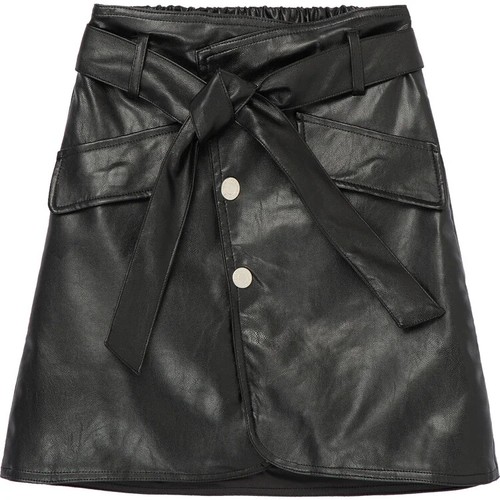 Habitual Kids Girls Faux Leather Belted Skirt, Black - Picture 1 of 3