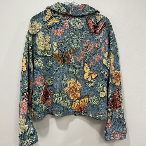 Sugar Sweet Weaver Womens Jacket Large Butterfly Tapestry Tweed Novelty Flower - Bild 7 von 9