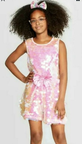 Jojo’s Closet Jojo Siwa Pink Blush Bow Sequin Shorts Romper Jumpsuit Large 10/12 - Picture 2 of 6