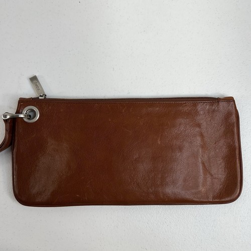HOBO International Vida Brown Polished Leather Pouch Wristlet Clutch Wallet - Picture 5 of 13