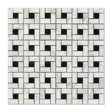 Carrara White Italian Bianco Carrara Marble Pinwheel Mosaic Tile