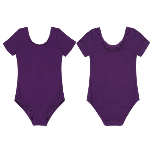 Kid Girl Leotard Ballet Dance Short Sleeves Tank Leotard Cami Gymnastic Bodysuit - Picture 74 of 88