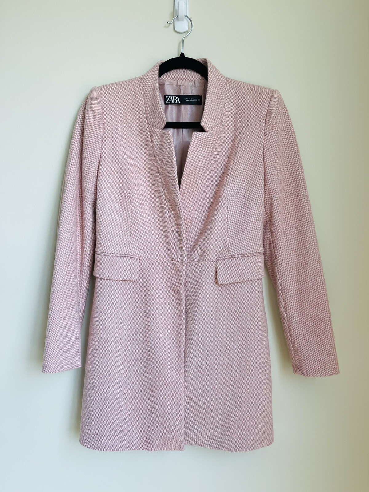 Zara inverted Lapel Collar Frock Coat Light Pink Size… Gem