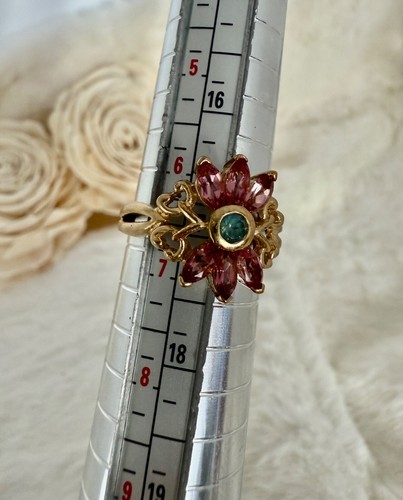 Pretty Vintage 9k Peridot & Tourmaline Ring - Picture 9 of 12