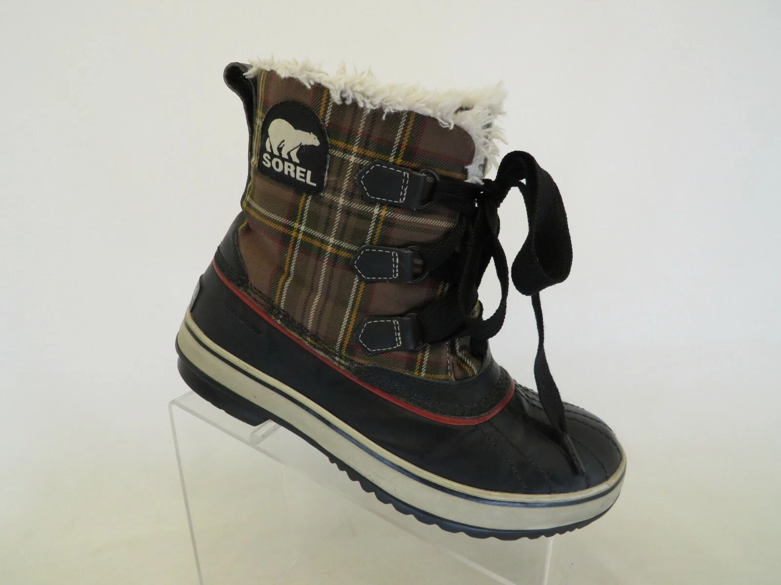 Sorel Brown Black Leather Waterproof Ankle Snow Boots Bootie Womens Size 9 M