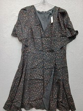 Madewell Women's Wrap Mini 14 Dark Green Polka Dot Short Sleeve