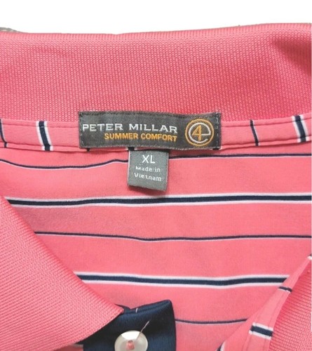 PETER MILLAR Summer Comfort Embroidered Polo Shirt Gecko Lizard Salmon Stripe XL - Picture 18 of 23