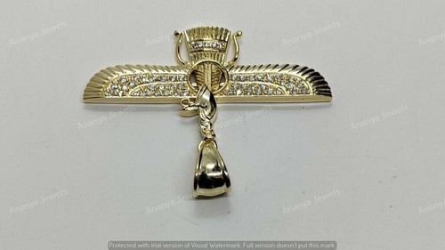 Moissanit Iran Faravahar Ahura Mazda Zoroastrier Anhänger 14K Gelbgold vergoldet - Bild 6 von 6