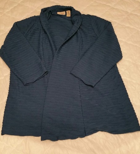EASYWEAR BY CHICO'S 0 Small Blue Open Front Stretch Knit Cardigan Jacket - Picture 1 of 6