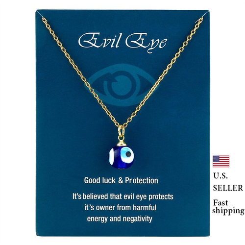 Lucky Blue Evil Eye Beads Pendant Necklace Turkish Amulet Women Men Jewelry New - Picture 7 of 13