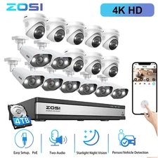 ZOSI 4K 16CH NVR 16X PoE Security IP 8MP AI Car Detect Camera System Audio 4TB 