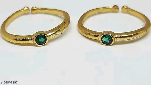 Anillo de dedo ajustable de metal dorado Kundan para mujer joyería de fiesta india - Imagen 7 de 13