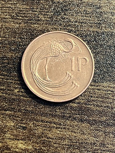 1996 Ireland 1 Penny Copper Plated Steel Coin Irish harp Stylized bird TK8978* - Picture 2 of 3