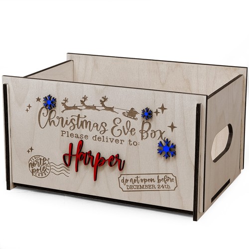 Christmas Eve Box for Gifts Personalized, Xmas Wooden Crate for Kids Custom Name - Picture 6 of 6