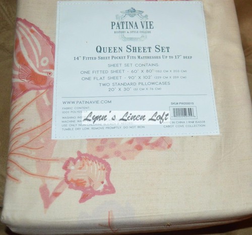 JUEGO DE SÁBANAS PATINA VIE CABOT COVE CORAL PEZ REINA 4P POLIÉSTER - Imagen 4 de 4