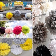 30X Tissue Paper Pom-Poms 4" 8" 12" Flower Wedding Party Home Outdoor Decor