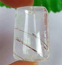 28x19x9mm Natural Brown Rutilated Quartz Crystals Trapezoid Pendant AD63691
