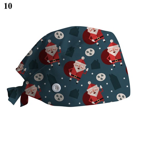 Christmas Surgical Scrub Cap Doctor Hat Nurse Bouffant Hat Adjustable Head Cover - Picture 22 of 26