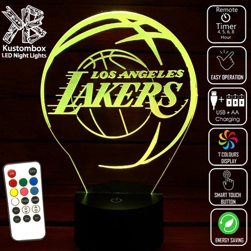 LOS ANGELES LA LAKERS BASKETBALL Personalised 3D LED Night Light 7 Colour Lamp - Picture 13 of 15