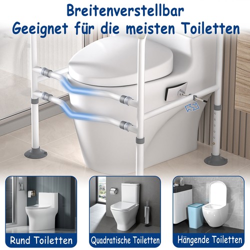 WC Aufstehhilfe Toilettengestell Bad Stützhilfe Stützgriff Gehhilfe Höhe 70-82CM - Bild 7 von 13
