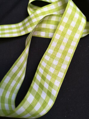 1 m limette/hellgrün Gingham Karo Webband 38 mm 1/4 Zoll