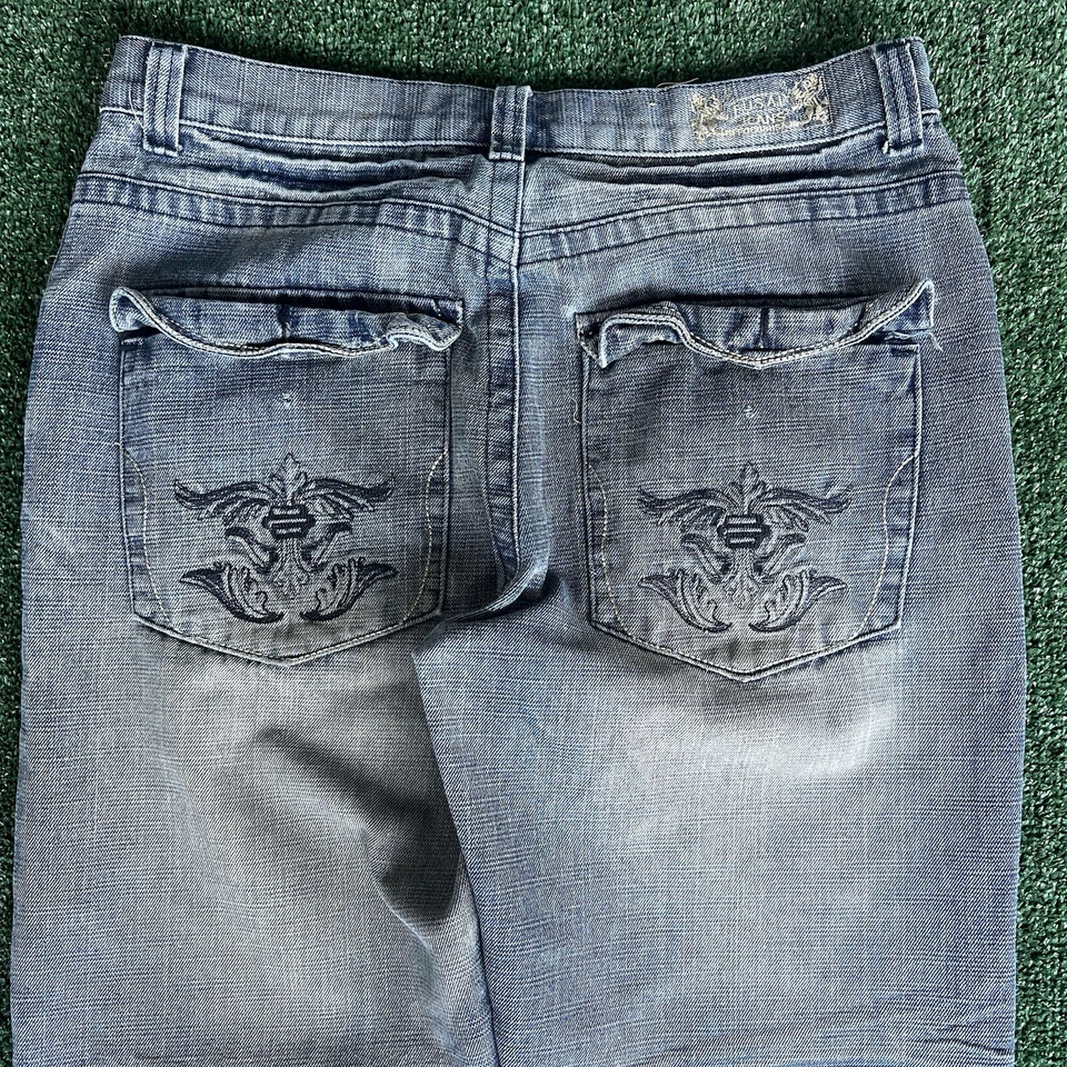 Jeans De Colección Y2K Fusai Sueltos con Solapa Bolsillo Patín Azul 35x30" 19" Estilo Polo Sur Abierto Foto 3 de 4