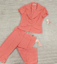 NWT Soulmates Capri Pants & Jacket Set Size 5 capris / M Jacket Salmon/ Pink 