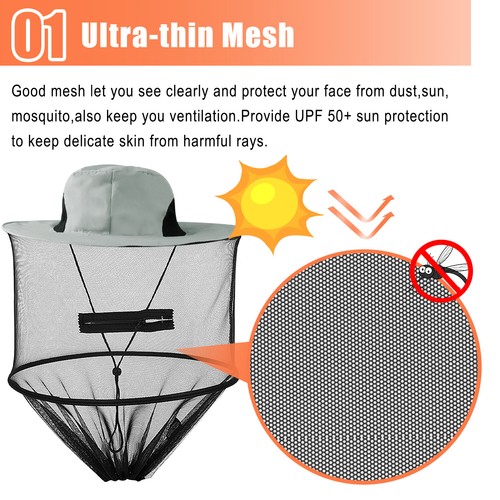 Anti-Mosquito Bug Bee Insect Head Net Hat Cap Sun Protection Fishing Hiking USA - Picture 27 of 45