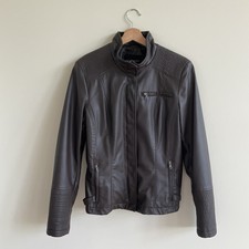 Celebrity Pink Women's Dark Brown Faux Leather Motorcycle Jacket Size Large