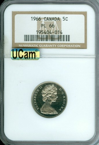 1966 CANADA 5 CENTS NGC PL66 UCam MAC ULTRA CAMEO 2ND FINEST GRADED * - Picture 1 of 4